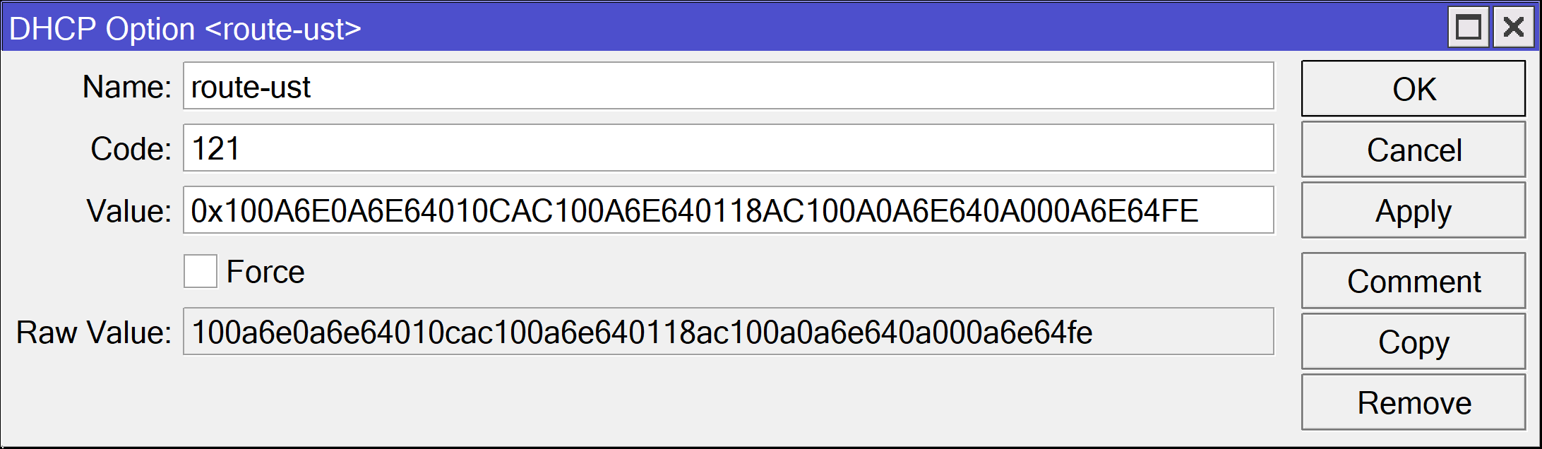 DHCP Options - Option